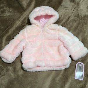 NWT Girls Rothschild Faux Fur Coat Jacket Size 18 Months Pink Toddler Baby